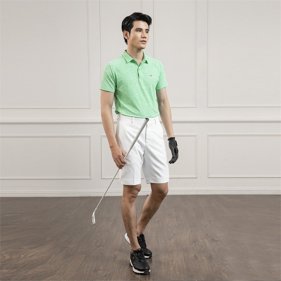 Áo polo nam ngắn tay ARISTINO phom Golf fit suông vừa, hiệu ứng in kẻ nhỏ tinh tế, ấn tượng - APSG12S1