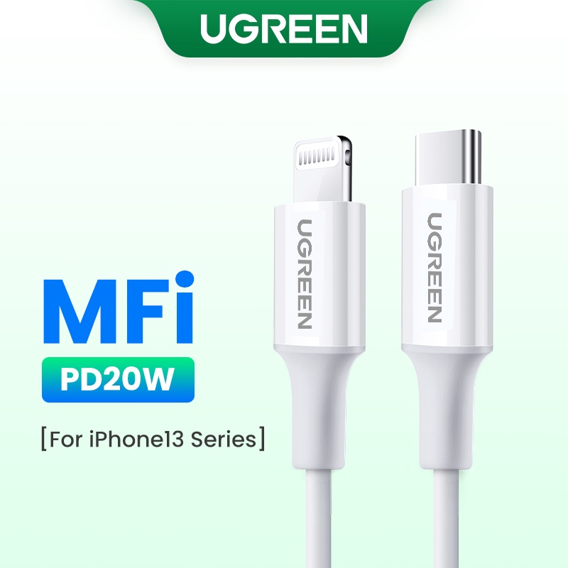 Dây cáp sạc nhanh UGREEN MFi USB C sang MFi thích hợp cho iPhone 12 13 14 Pro Max/ iPad mini 6/ iPad Gen 9