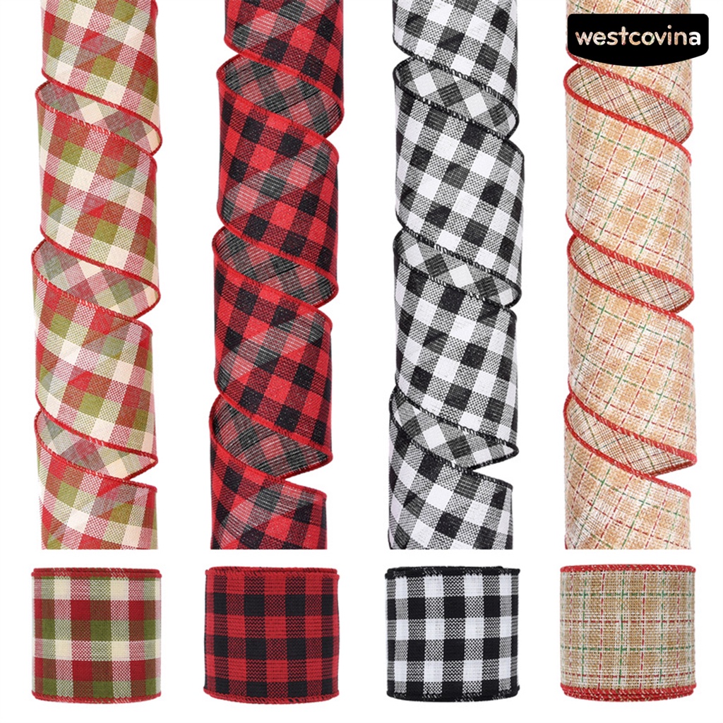 [WEST]⚘Cuộn Dây Ruy Băng Dày 63mm Họa Tiết Sọc Caro Cổ Điển Chống Dao Dùng Gói Quà Giáng Sinh DIY
