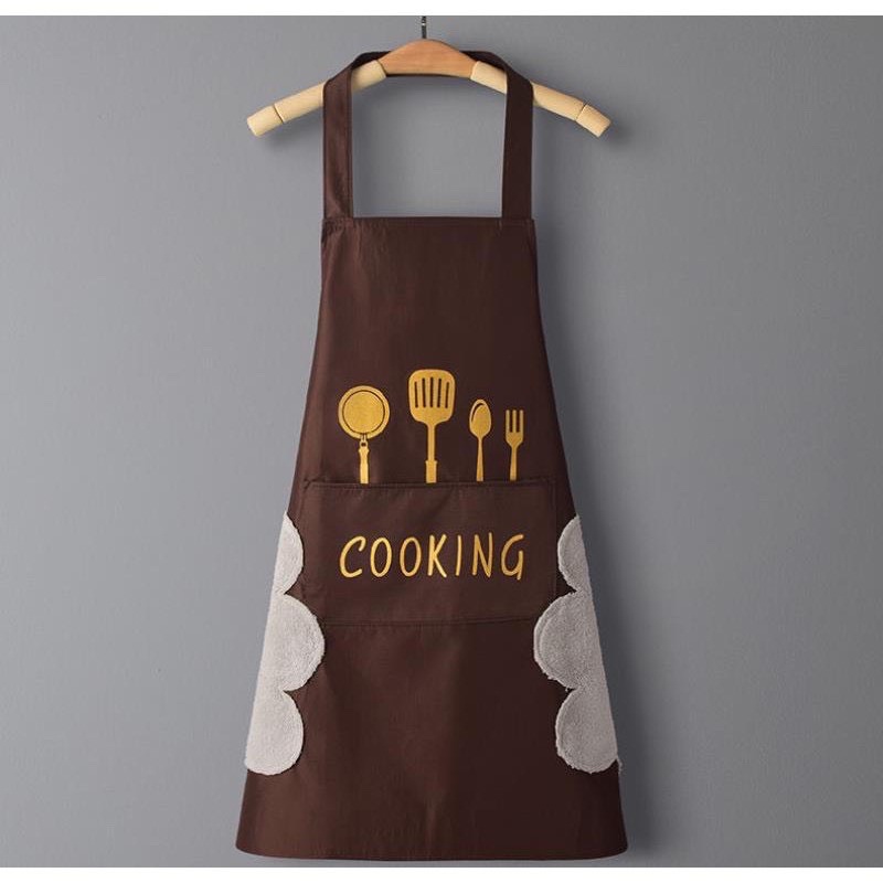 Tạp dề Cooking, có túi đựng và lau tay, làm bếp, pha chế, phục vụ,  bán cafe dễ thương, chống thấm nước