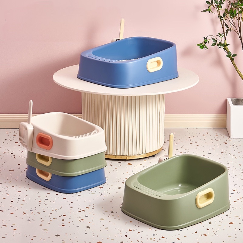 Khay chậu đựng cát vệ sinh cho mèo tay cầm size nhỏ lớn