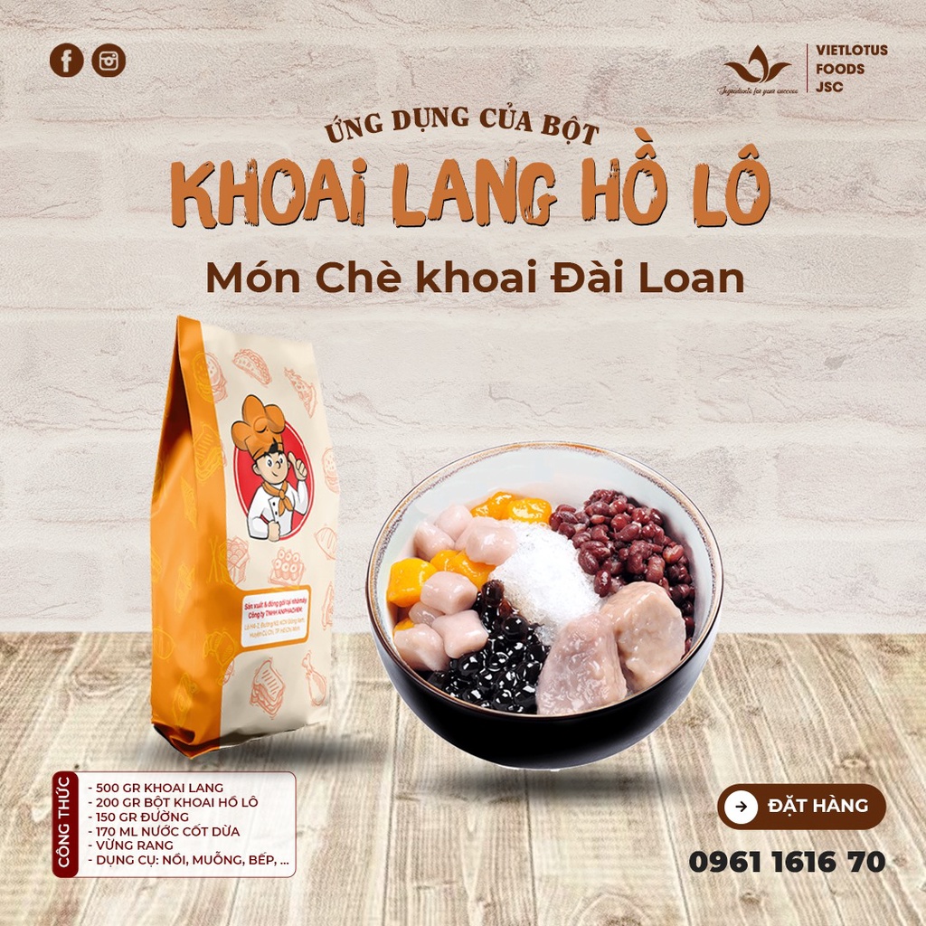 Bột Làm Bánh Khoai Mỡ,Khoai Lang Kén, Khoai lang hồ Lô, Nấu Chè - Pha sẵn nguyên liệu nhập khẩu Thái Lan [Orange Chef]