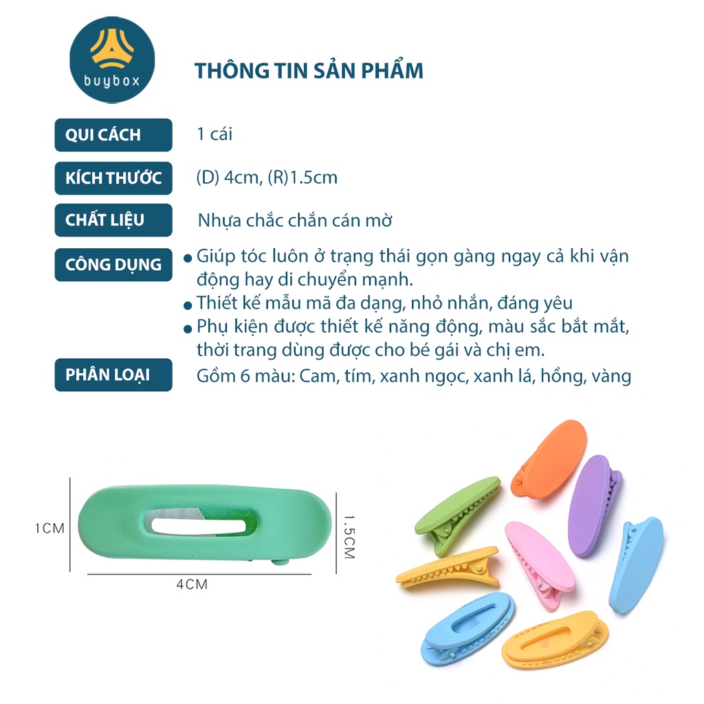 Kẹp tóc mái chất liệu nhựa bền, thiết kế răng cưa chắc chắn, không gây gãy tóc - BuyBox - BBPK314