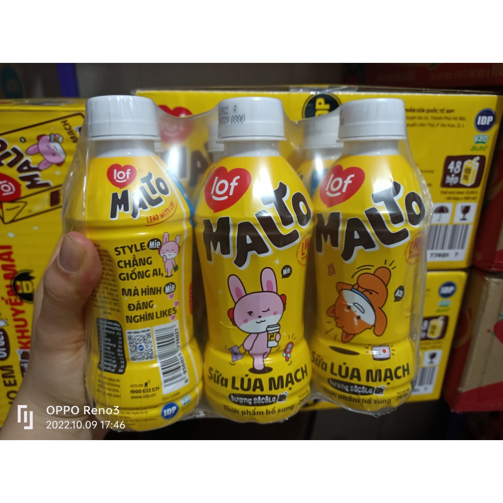 Thùng 24 chai 240ml sữa socola lúa mạch MALTO