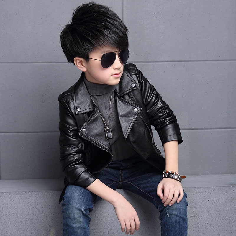 áo da bé trai hàng cao cấp loại 1 da mềm mịn đẹp cho bé 3 tuổi-12 tuổi hot boy nam tính mạnh mẽ màu đen-ADB01
