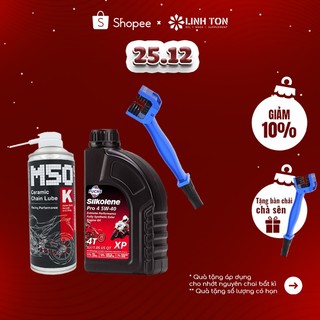 Combo Nhớt nhập khẩu cao cấp Fuchs Pro 10W40(5W40) +Dưỡng sên phủ sứ Voltronic M50 K Ceramic Chain Lube + bàn chải