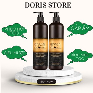 Dầu gội xả dưỡng ẩm phục hồi tóc siêu mềm mượt ARGAN DELUXE 500ml chính hãng