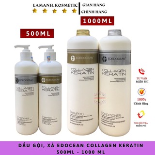 Dầu Gội EDOCEAN - KERATIN siêu phục hồi mềm mượt chống rụng tóc cặp 500ml -1000ml