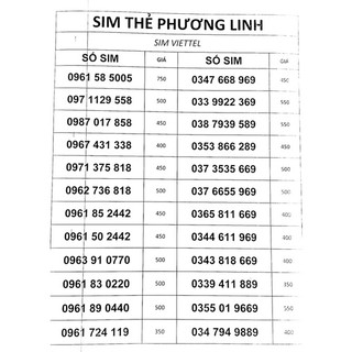 Sim Viettel SỐ ĐẸP GÁNH ĐẢO ĐUÔI 9889, 9669