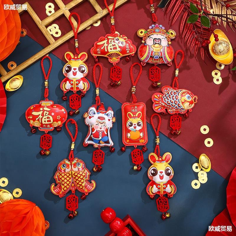 Dây treo gắn chuông đỏ trang trí cành đào . quất ngày TẾT tài lộc, liễn gia treo tài lộc trang trí cây mai, đào ngày TẾT