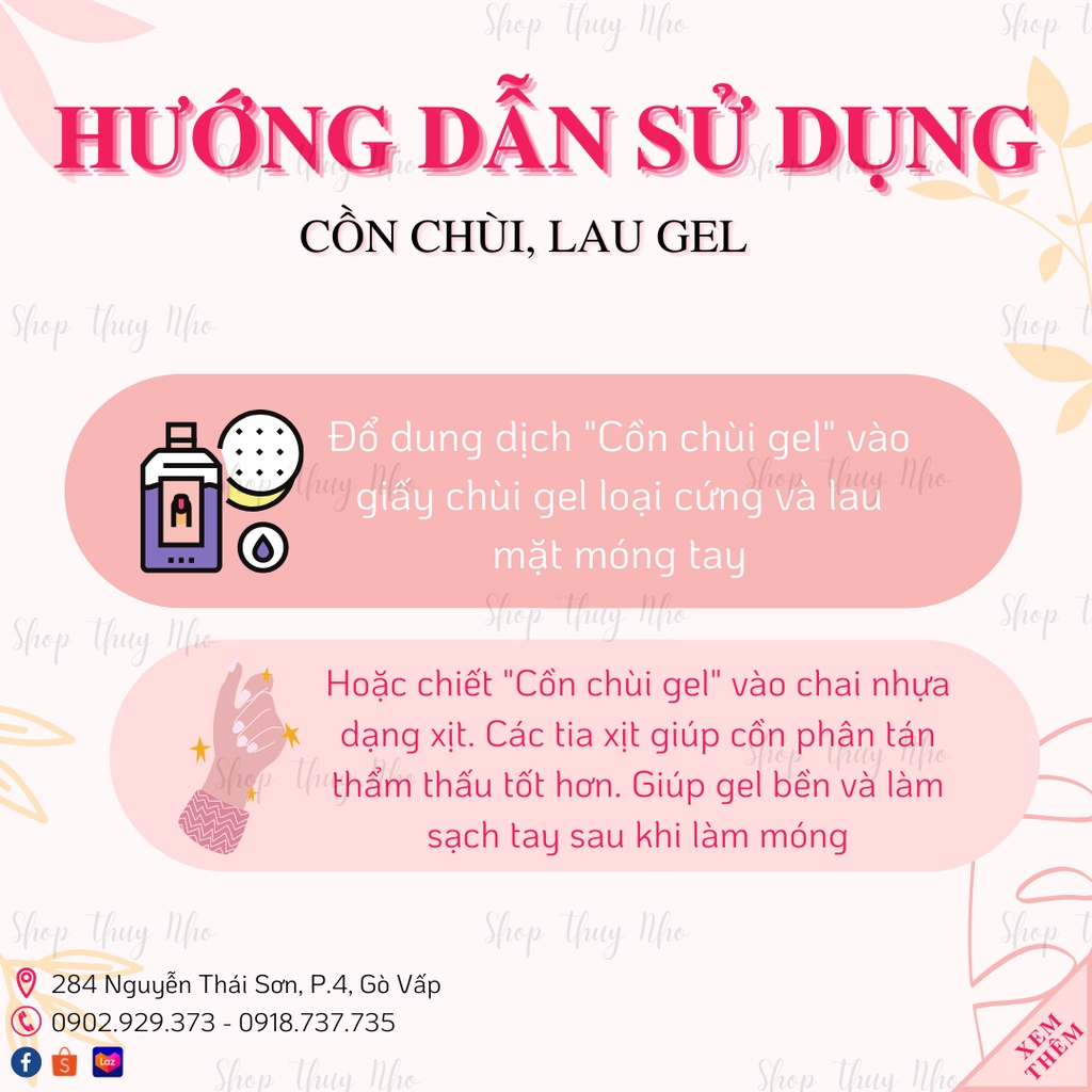 Cồn thơm chùi, lau gel - 350ml sử dụng sau khi sơn gel dụng cụ làm móng tay nail chuyên nghiệp nghệ thuật