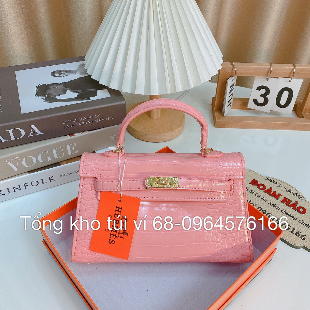 Túi Xách Nữ Cầm Tay Đeo Vai,Đeo Chéo Khóa Chữ H Chất Da Bóng Mềm Sai 18 và 21CM Hàng Đẹp Có Hộp Tặng Kèm khăn