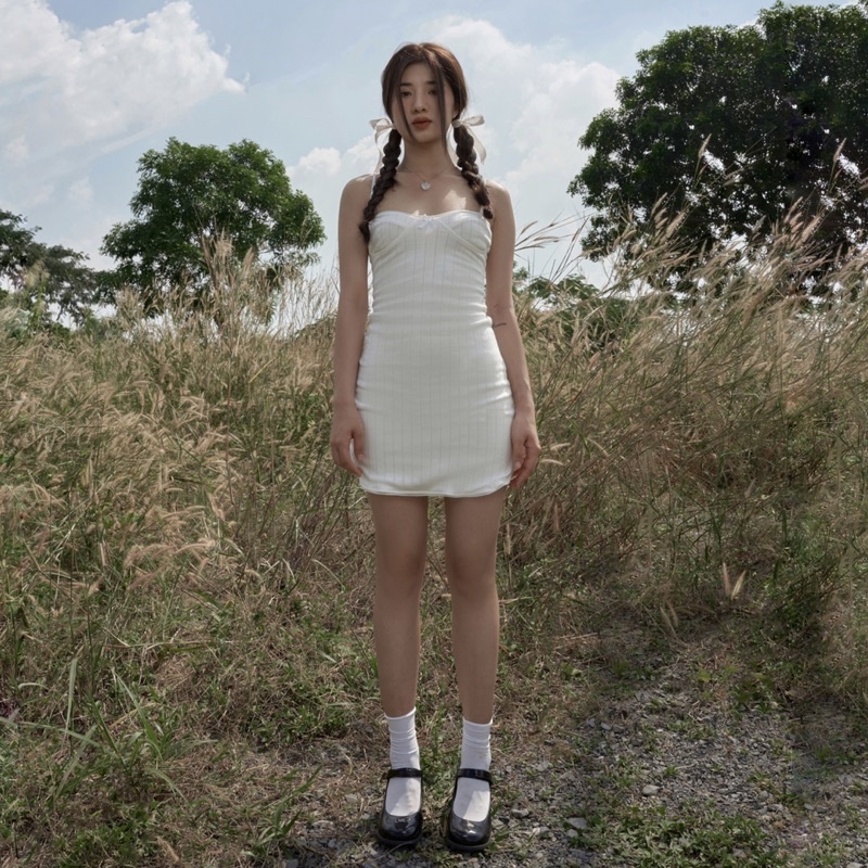 MINI DRESS - Đầm hai dây dáng ngắn phối ren - Whitelies Shop