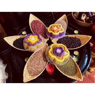 Khay nhựa giả mây hình thuyền đựng bánh kẹo, hoa quả