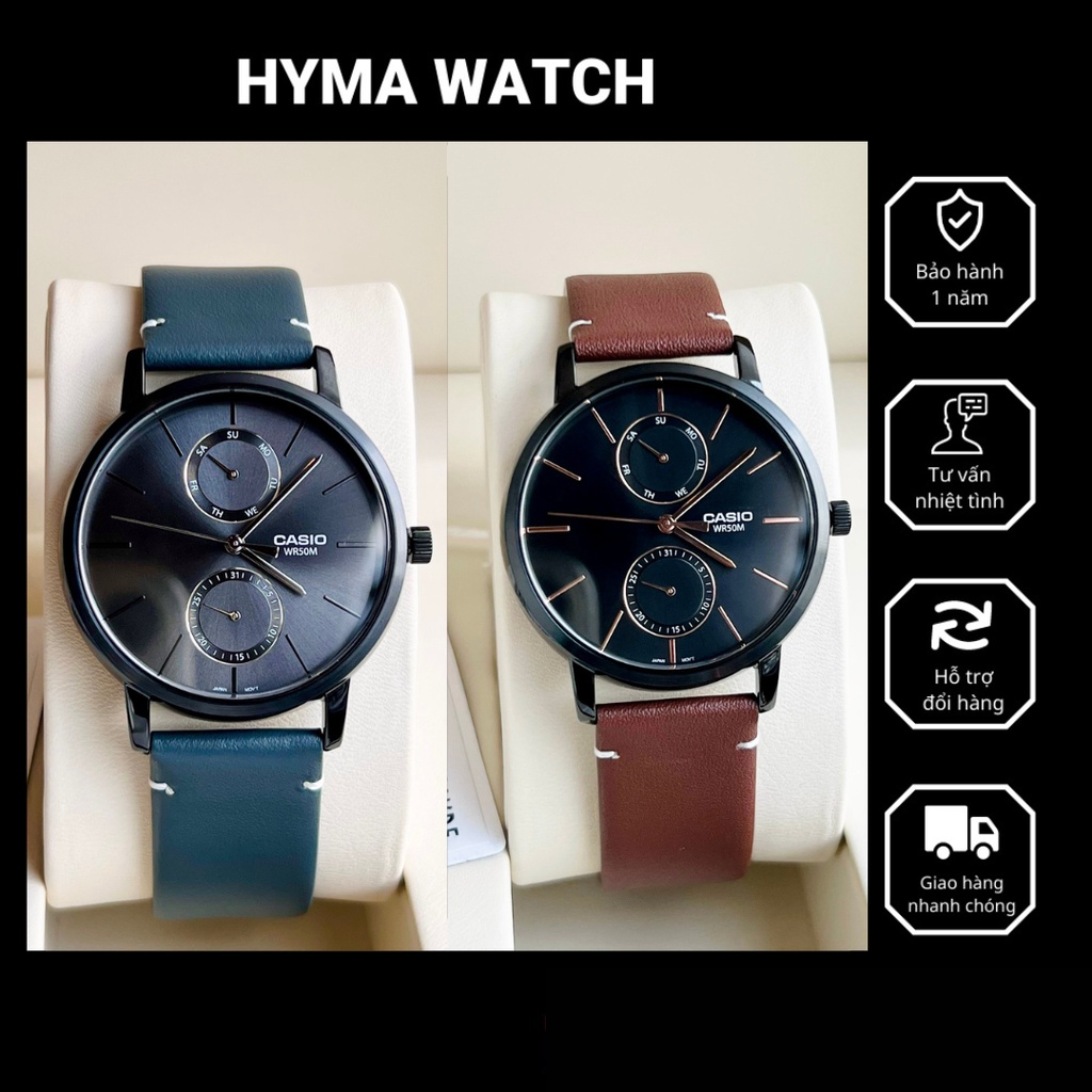 Đồng hồ Nam dây da trơn Casio MTP B310BL Size 41mm Full box chính hãng Bảo hành 1 năm Hyma watch
