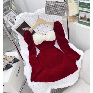 VÁY PHỐI NƠ ĐỎ ĐEN( sẵn tại shop)