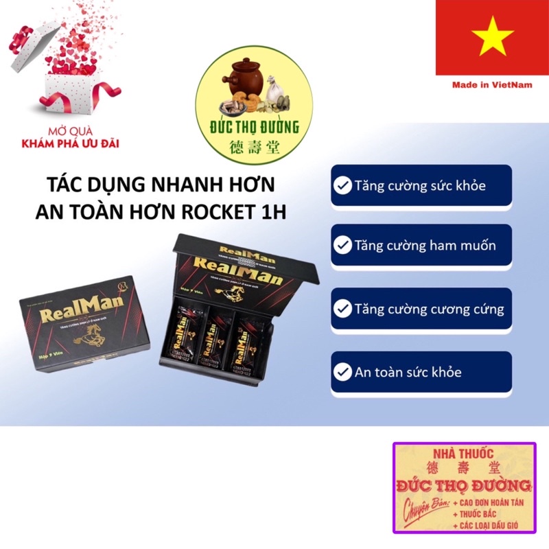 Kẹo ngậm thảo dược Realman - tăng cường sinh lý nam, kéo dài thời gian yêu
