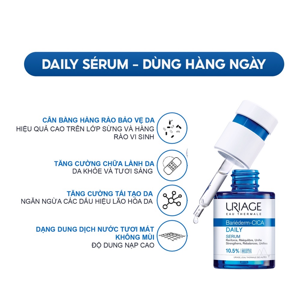 Serum làm dịu, làm lành và phục hồi da tổn thương hằng ngày URIAGE BARIÉDERM-CICA DAILY SERUM 30ml