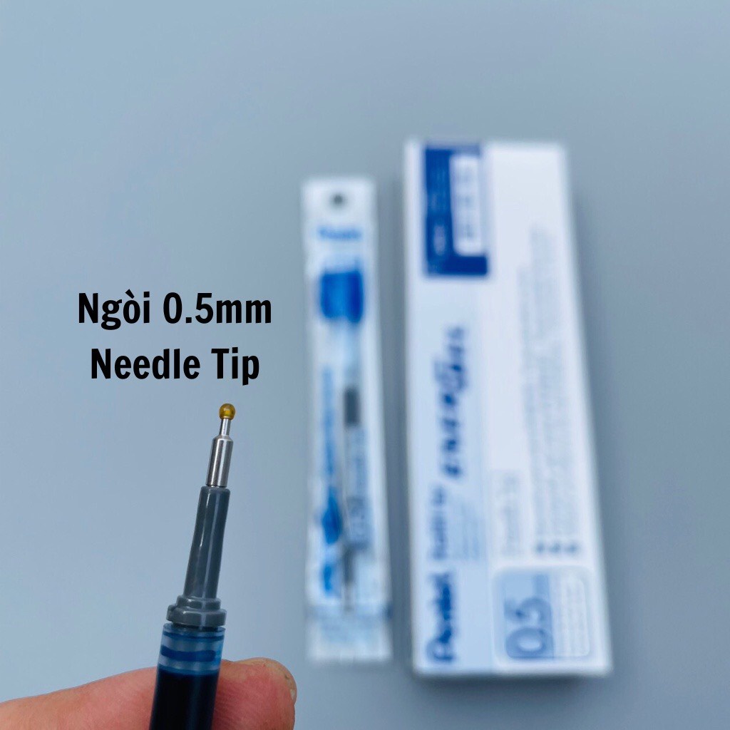 Combo hộp 12 chiếc ruột bút gel Pentel ENERGEL nét 0.5/ 0.7/ 1.0mm, màu mực xanh/ đỏ/ đen