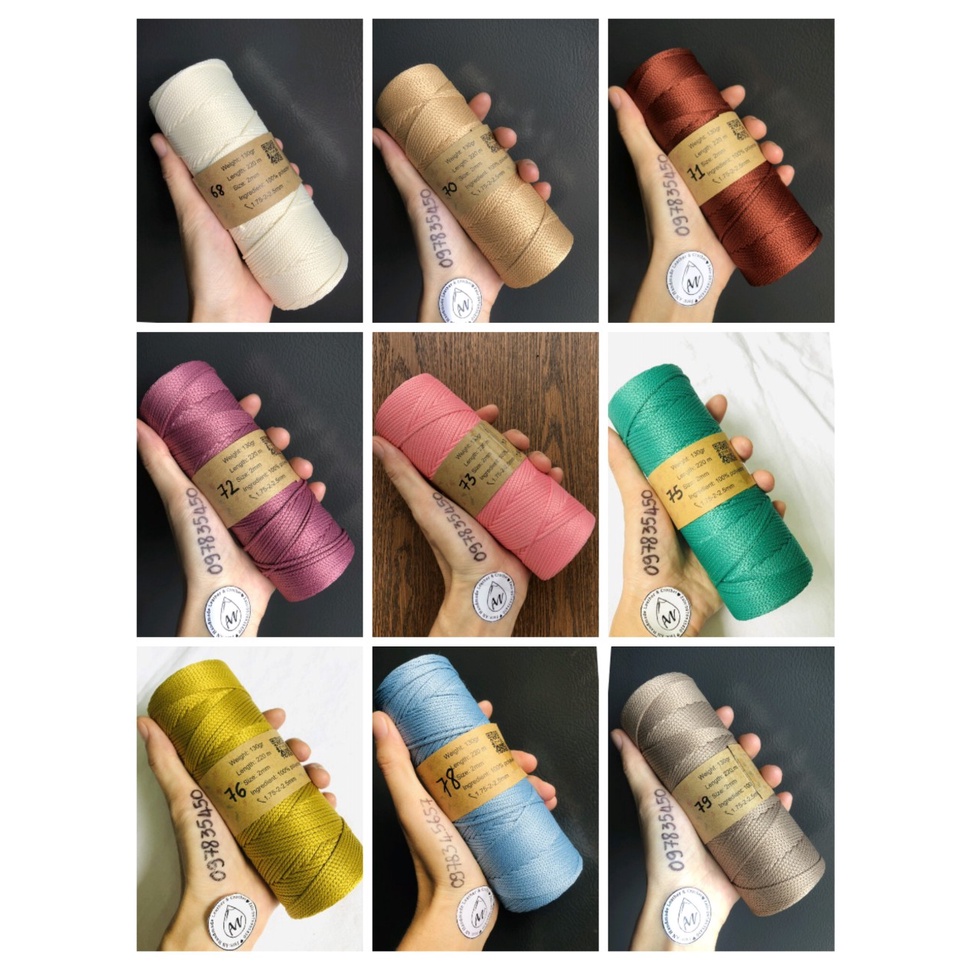 Dệt Lõi Xám THHX, sợi 2mm( bảng 2/3) , màu trơn từ 40-86