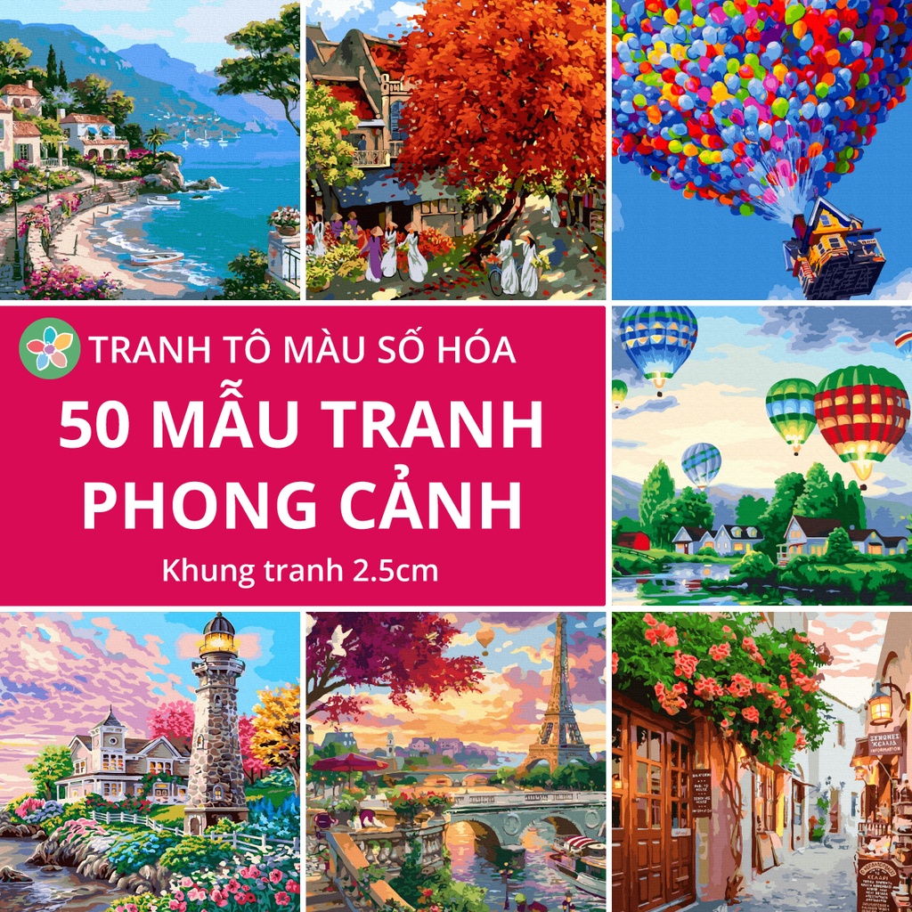 50+ Mẫu] Tranh tô màu theo số Hot trend - Chủ đề tranh Phong cảnh đã