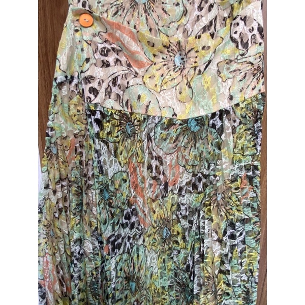 NEVA newtag đầm xanh midi ren phối tà dập ly mới nguyên tag S/M/L