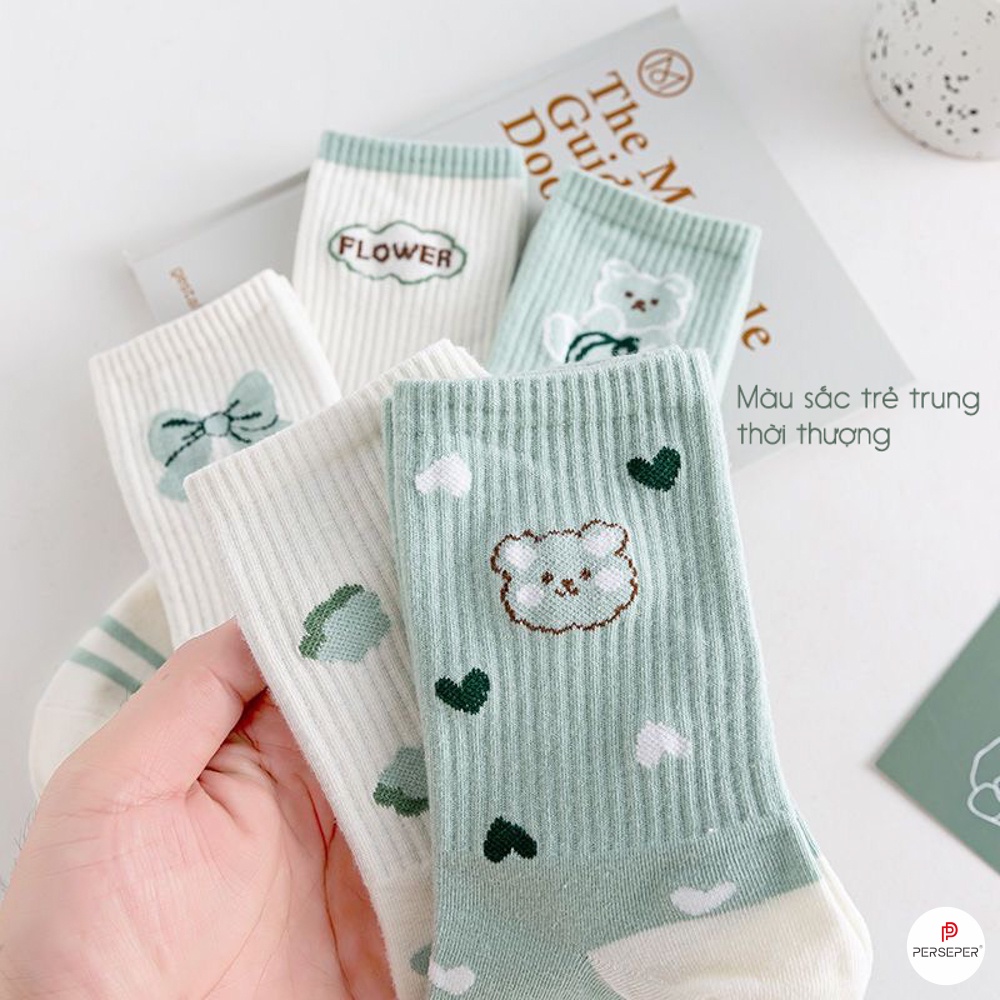 Tất vớ cổ cao nữ họa tiết dễ thương, chất liệu vải Hàn co giãn cực tốt - Sope Shop