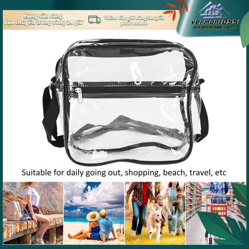 Có thể bán buôn Túi đeo vai Messenger trong suốt tote Ví có dây kéo để đi du lịch ngoài trời Vermont055 Hàng giao ngay