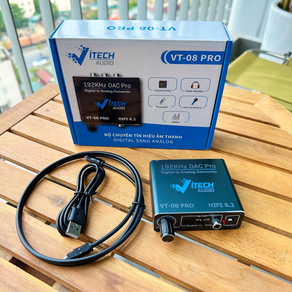 Bộ Chuyển Quang Optical Sang Audio VITECH VT-08 PRO Chính Hãng Cao Cấp. Có Nút Điều Chỉnh Âm Lượng