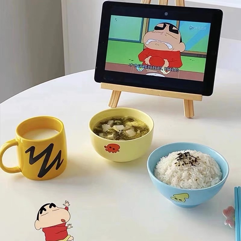 Set bát và cốc cậu bé Shin bút chì siêu đáng yêu