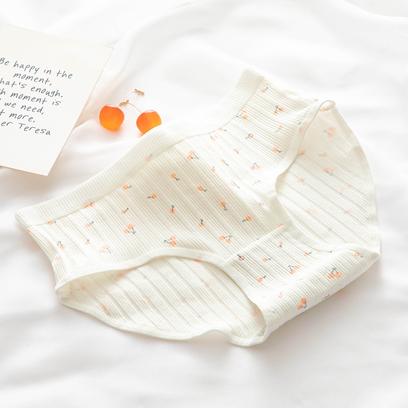 Quần Lót Cotton Mềm Mại Thoáng Khí In Họa Tiết Cherry Ngọt Ngào Cho Nữ
