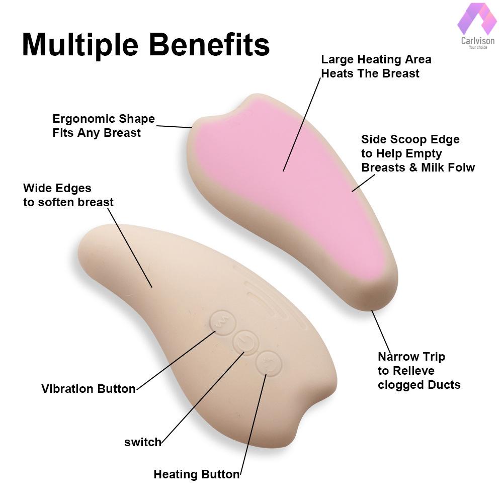 Máy Massage Ngực Silicone Mềm Làm Ấm + Rung Cho Mẹ Bầu Cải Thiện Lưu Lượng Sữa Sau Sinh