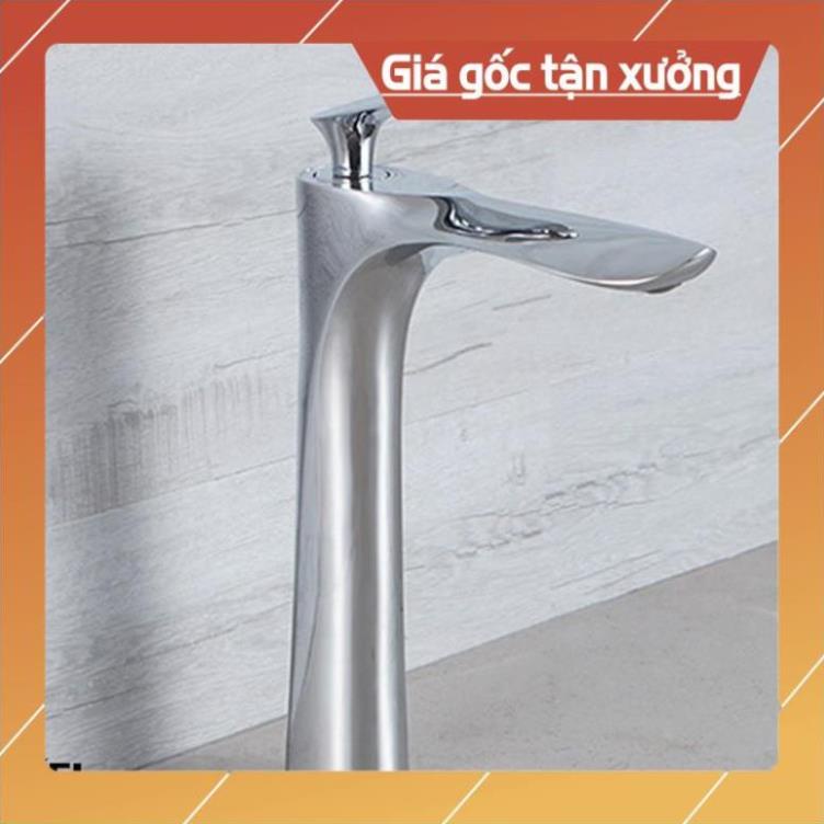 Vòi lavabo 1 lỗ nóng lạnh hàng đồng mạ crom cao cấp tặng kèm dây cấp