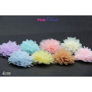 Hoa voan păng xê 4cm dùng làm hoa trang trí may mặc, hoa cài áo, hoa phụ liệu may mặc, phụ kiện tóc