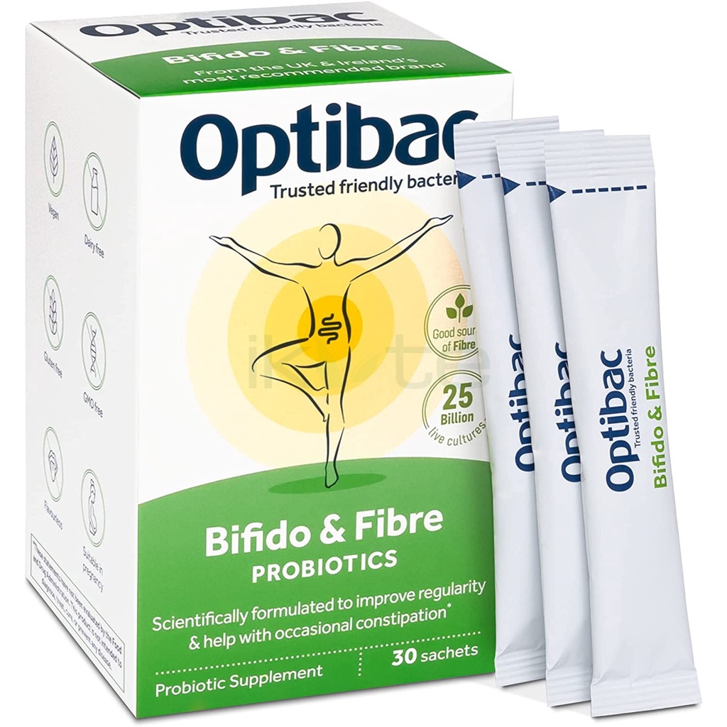 Men Vi Sinh OPTIBAC Xanh Lá Ngừa Táo Bón Hộp 30 Gói