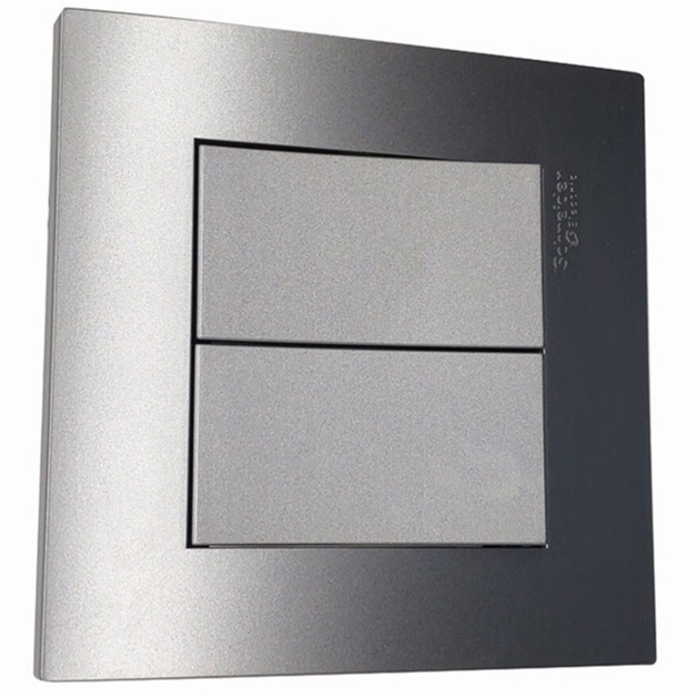 Bộ công tắc đôi KB32_1_AS_G19 Schneider - 250VAC - 2 gang - Xám bạc -  1 chiều - 16AX