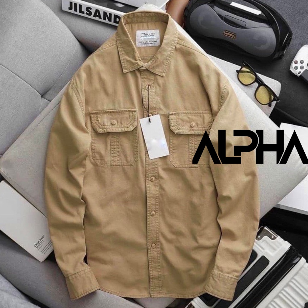 Sơ mi nam kaki 2 túi GEN ALPHA , chất vải kaki dày dặn, form slimfit thoáng mát GEN091