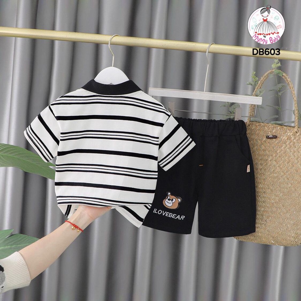 Đồ bộ sọc đen trắng gấu BEARS hình thêu sắc nét