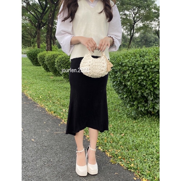 Túi Len Quả Bí Ngô Cầm Tay, Túi Len Móc Handmade Kèm Phụ Kiện