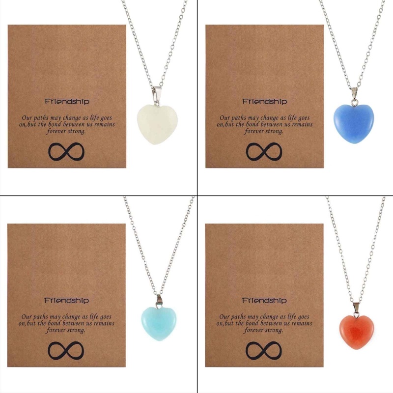 Vòng cổ Tình Bạn Mặt Trái Tim Đính Đá Dạ Quang