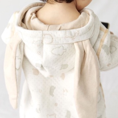 Babyfair. Bộ body cho bé sơ sinh 0-2 tuổi trần bông mũ tai thỏ cotton tự nhiên không chất tẩy nhuộm cho bé gái bé trai mùa đông