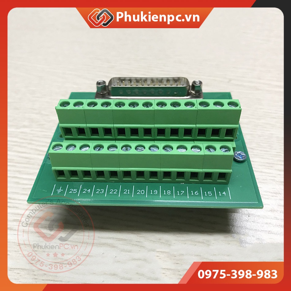 Đầu nối COM DB25 LPT Male Terminal Block vặn vít, cài thanh ray. cho máy CNC, LPT công nghiệp, Chân cắm Cáp COM DB25 Đực