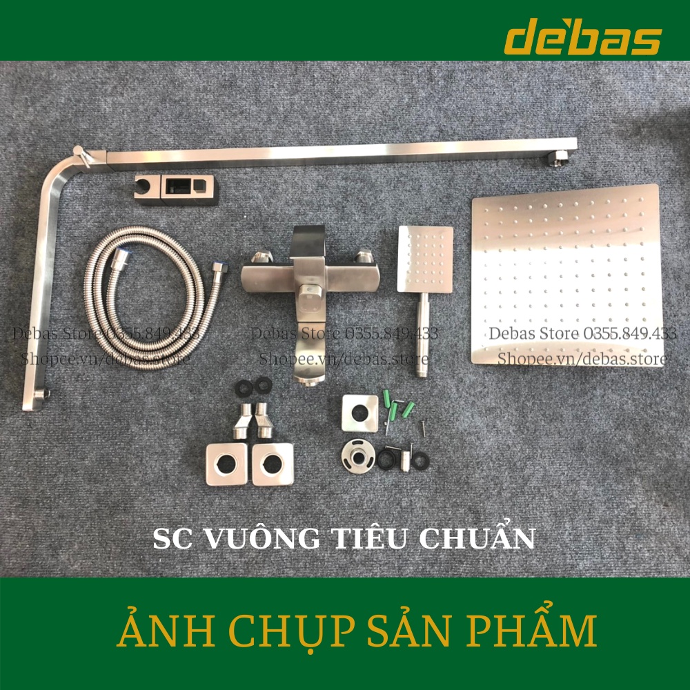 Sen cây inox 304 nóng lạnh vuông cao cấp tắm đứng Debas SCI-03