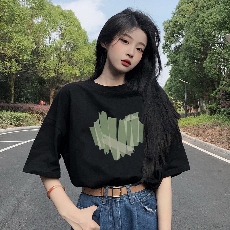 Áo Thun Ngắn Tay Dáng Ôm In Họa Tiết Cổ Điển Thời Trang Hàn Quốc Cho Nữ