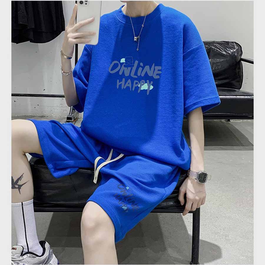 Bộ đồ thể thao nam mùa hè chất liệu thun mềm mịn thoáng mát có đủ màu in chữ online thích hợp mặc đi chơi hay tập gym