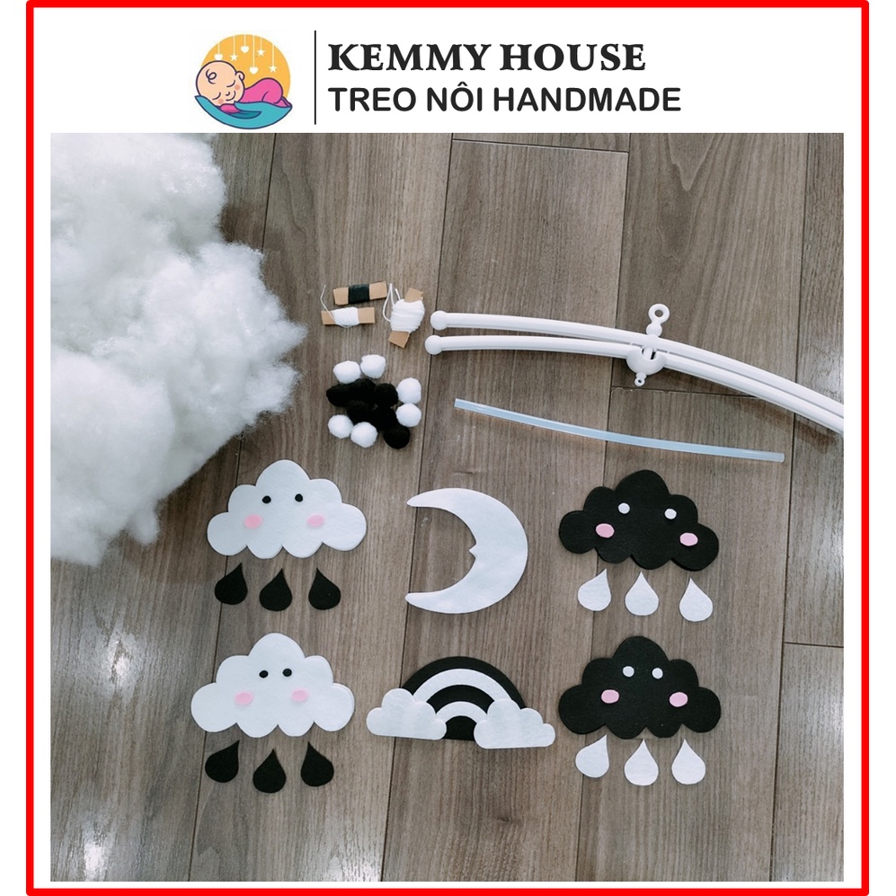 Set nguyên liệu mẫu treo nôi mây đen trăng