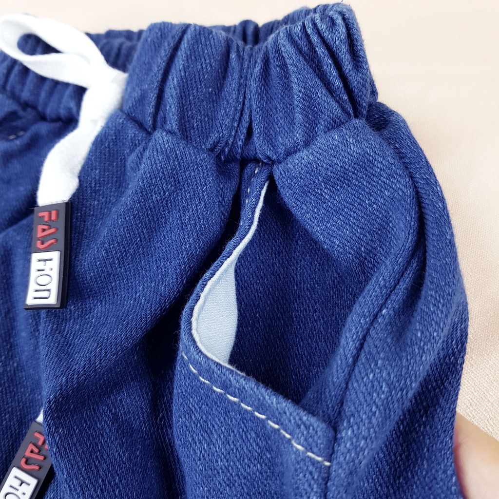 Quần dài cho bé trai chất thun Cotton giả jeans thiết kế bo ống lưng chun trẻ em từ 1 đến 4 tuổi