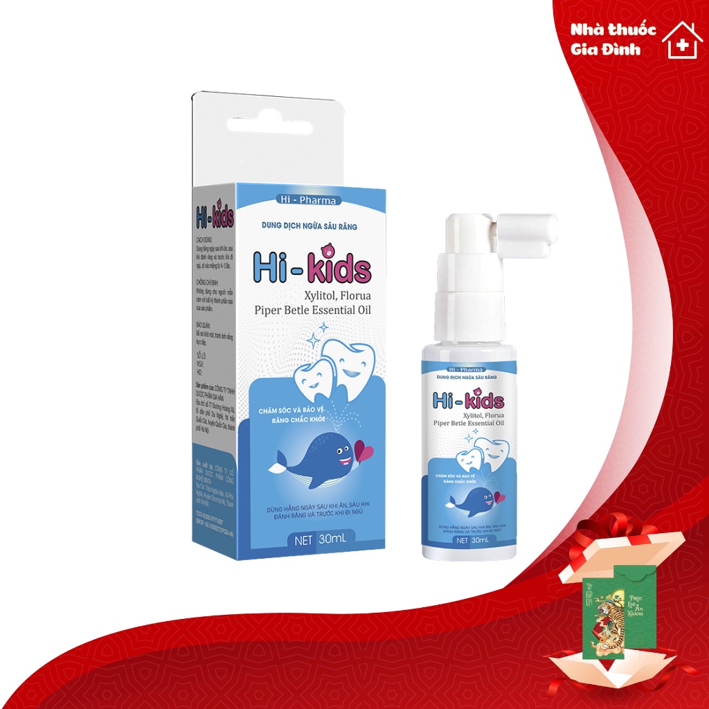 Xịt chống sâu răng Hi-Kids (30ml), Hỗ trợ làm sạch răng, giảm viêm nướu, sâu răng