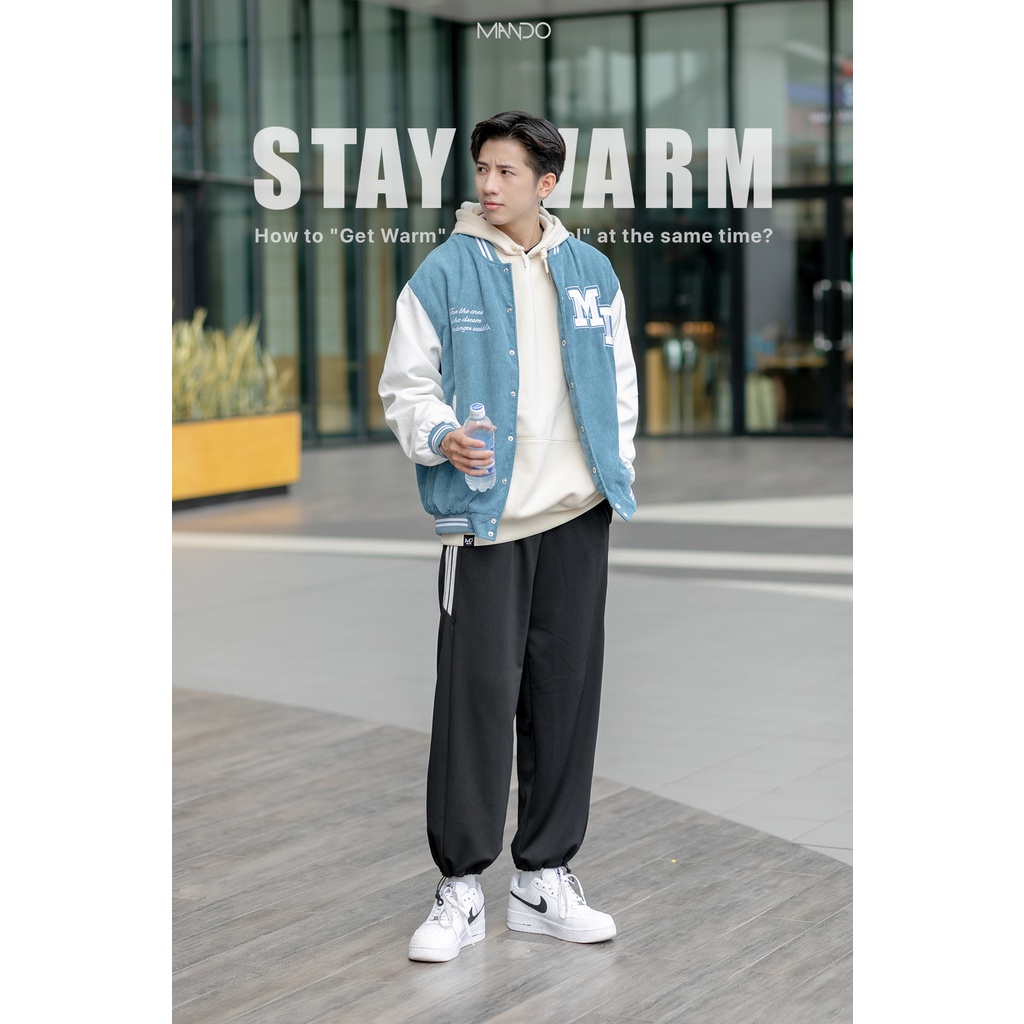 Áo Khoác Bomber Varsity Nhung Tăm Nam MANDO 3 Màu Form Rộng Basic Thể Thao Unisex Thời Trang Hàn Quốc BOB001 - BOB006