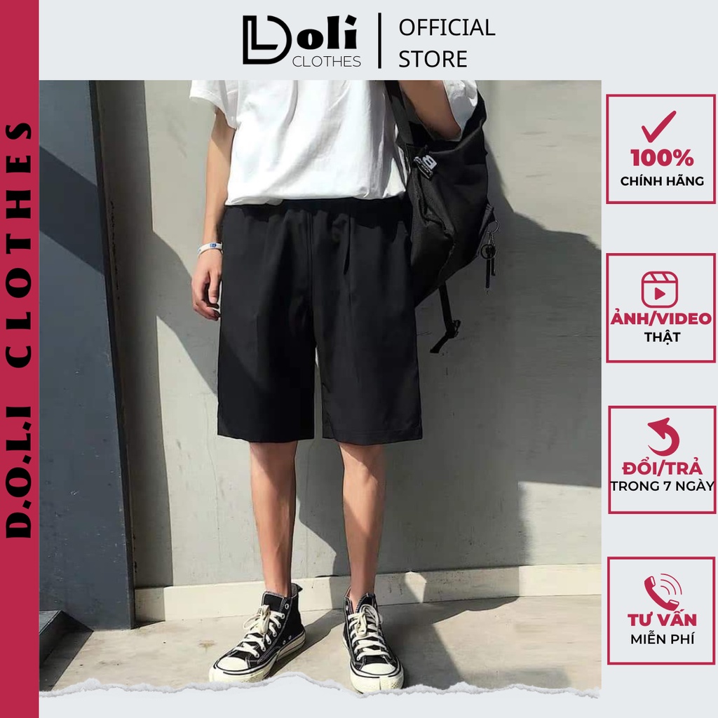 Quần Đùi Dáng Hàn Unisex, Quần Short Chất Kaki Nam Nữ Style KOREA 2 Màu QS009 - DOLI Clothes